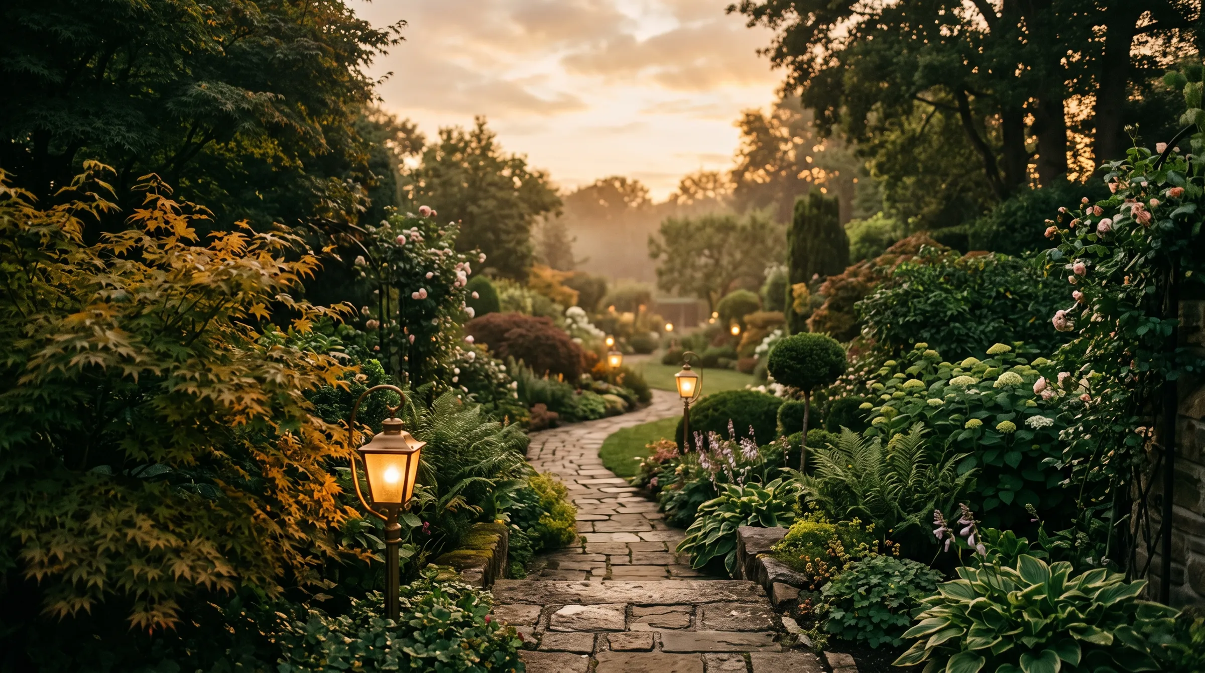 Jardin luxembourgeois au crépuscule