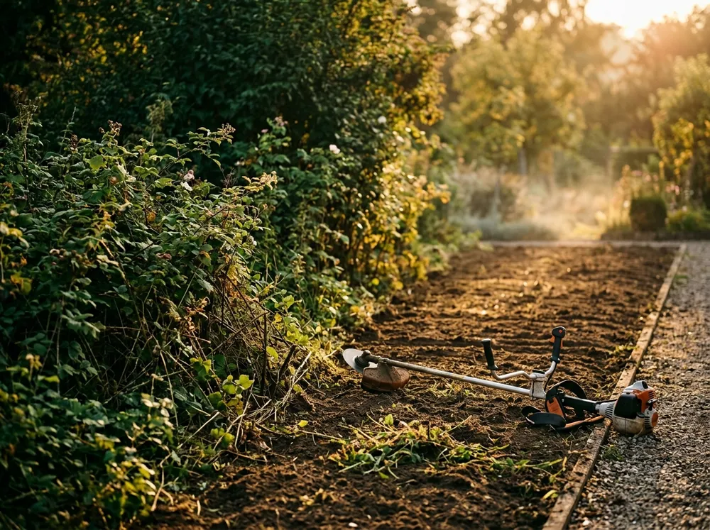 Débroussaillage d'un terrain en friche
